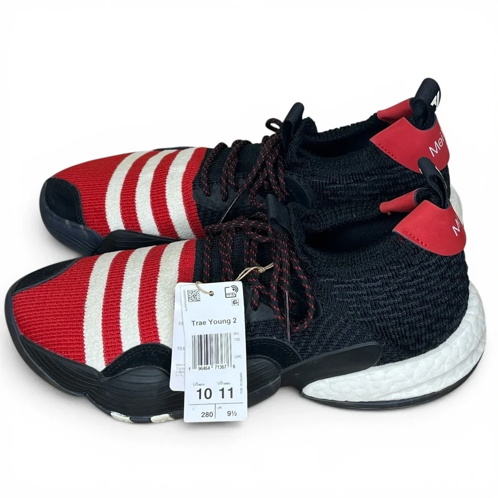 Adidas Trae Young 2 Basketball Shoes Men's 10 Red White Black Meilin H06314 NEW